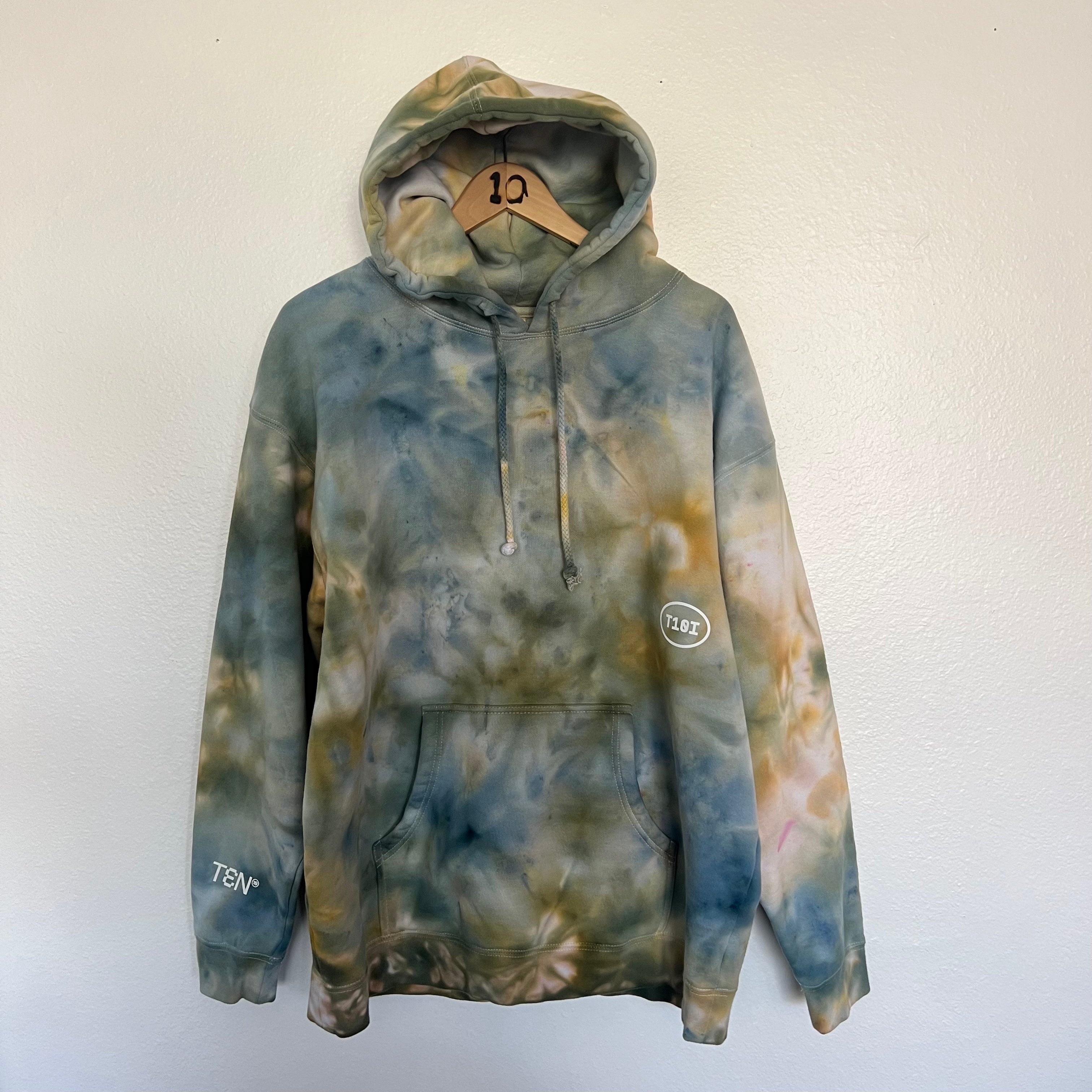 HAND DYED TIE DYE HOODIE NEUTRALS GREENS