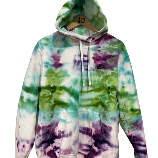 MADE TO ORDER | HAND DYED TIE DYE HOODIE | PURPLE + GREEN