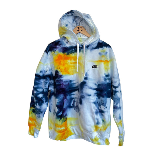 HAND DYED TIE DYE HOODIE | BLUE + YELLOW