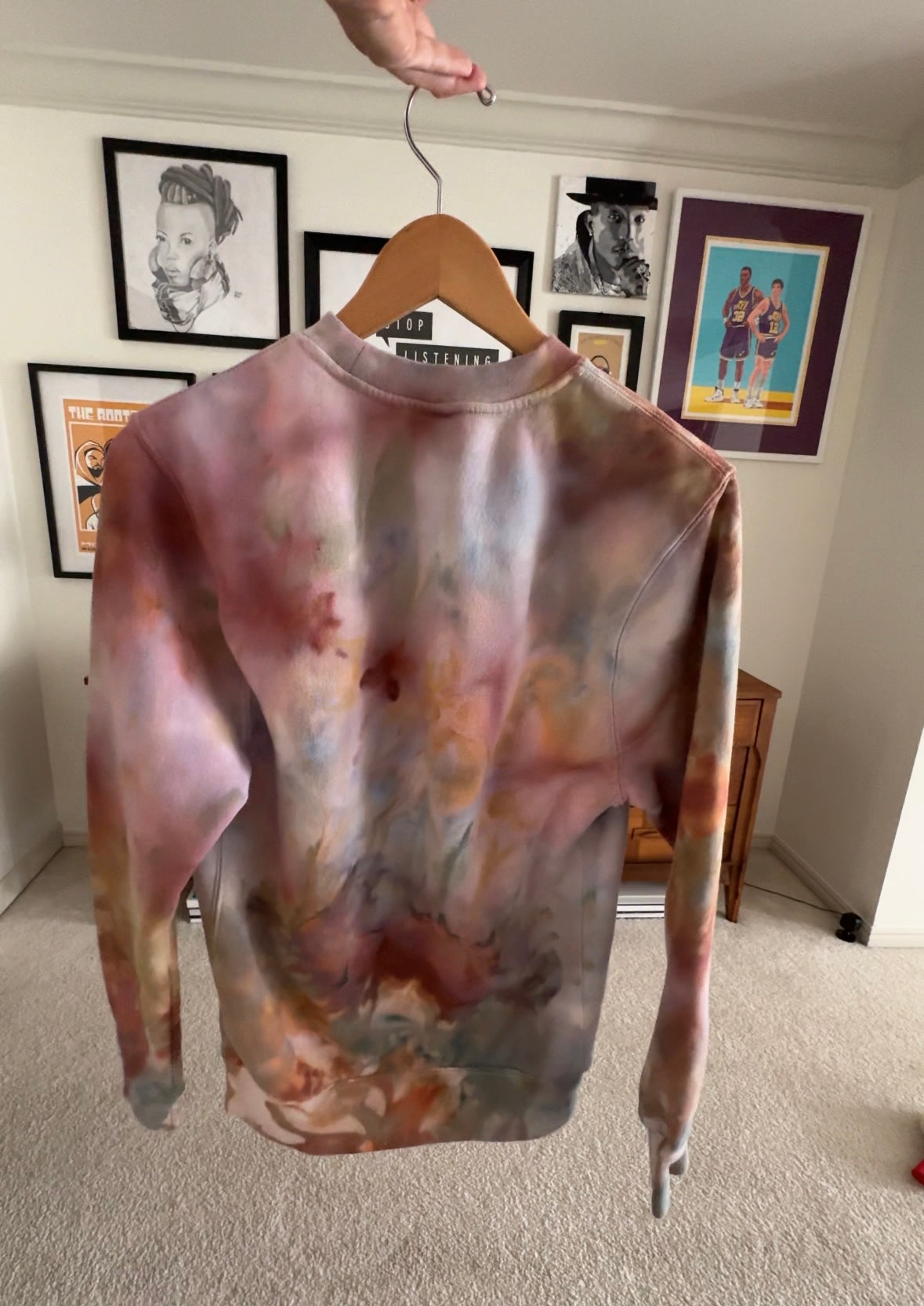 HAND DYED TIE DYE NIKE CREWNECK SWEATSHIRT FALL COLORS SIZE XS