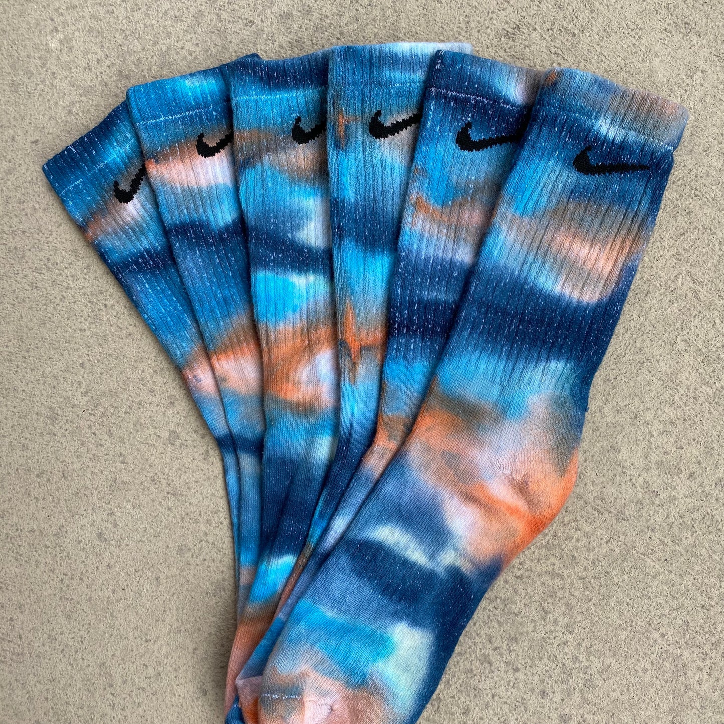 WATERCOLOR TIE DYE NIKE SOCKS | BLUE + ORANGE