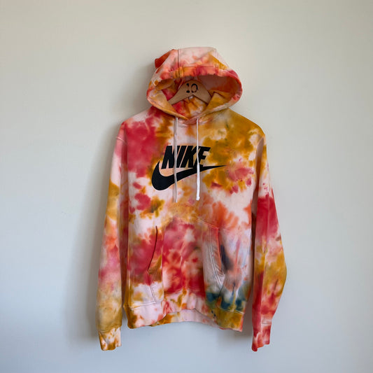 HAND DYED TIE DYE NIKE HOODIE | PINK + GOLD