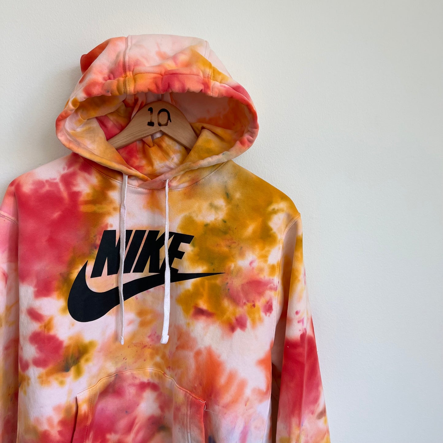 HAND DYED TIE DYE NIKE HOODIE | PINK + GOLD